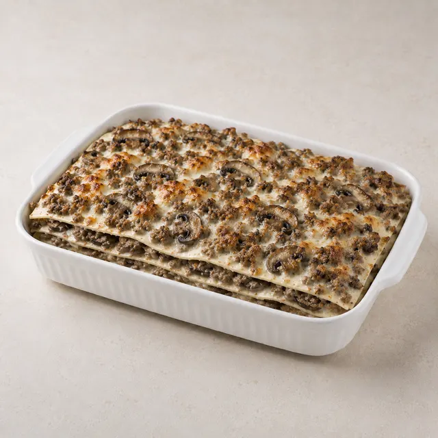 3P Beef, Crimini, & Pecorino Lasagna